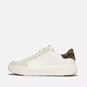 Fitflop RTG White Leopard-Backtab Leather/Suede Trainers
