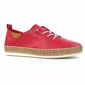 Lunar Evie Raspberry Leather Plimsoll