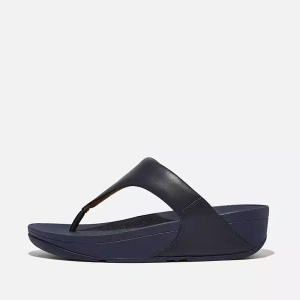 FitFlop LULU Metallic Cosmic Blue Leather Toe-Post Sandals