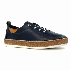 Lunar Evie Navy Leather Plimsoll