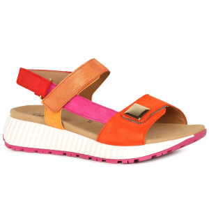 Gabor Gifted Pumpkin Combi Suede Womens Wedge Heel Sandals