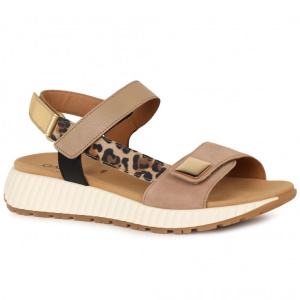 Gabor Gifted Sand Combi Suede Womens Wedge Heel Sandals