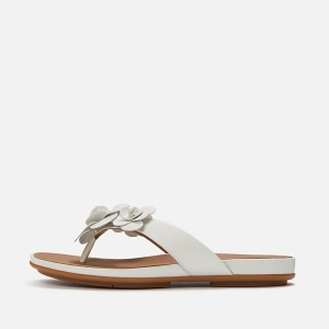 FitFlop GRACIE Flower Urban White Leather Flip-Flops