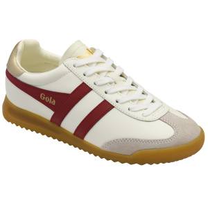 Gola Classics Women’s Torpedo Leather Trainers Off White/Deep Red/Gold