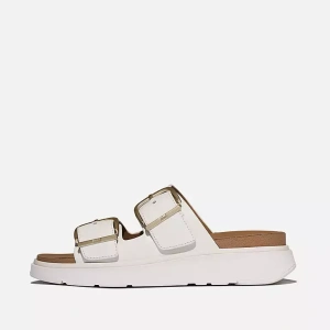 FitFlop GEN-FF Urban White Buckle Two-Bar Leather Slides