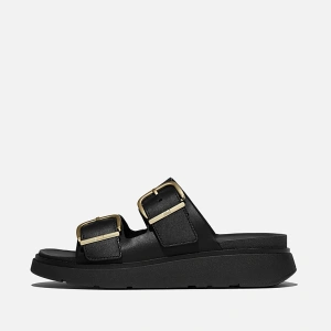 FitFlop GEN-FF Black Buckle Two-Bar Leather Slides
