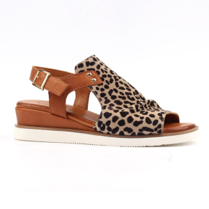Lunar Steffi Ocelot Leather Wedge Sandal