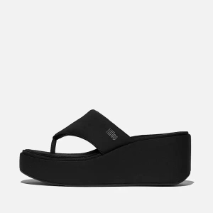 FitFlop PLATFFORMS Black Wedge Toe-Post Sandals