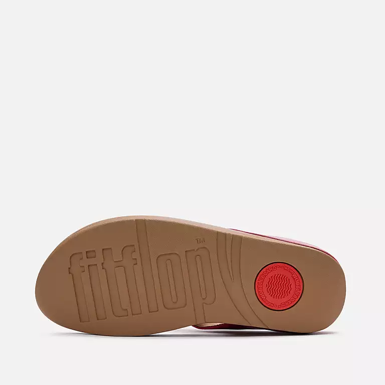 FitFlop Halo Womens Berry Leather Toe Post Sandals - Image 4